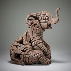 Elephant Calf Edge Sculpture Figure Hand Painted - Marble Castings Blend - Bild 1 von 3