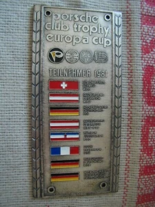 Porsche Club Trophy Europa Cup Teilnehmer Participant plaque 1981 Nurburgring - Bild 1 von 2