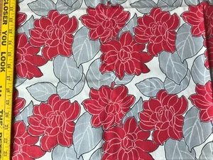 Mid CENTURY RETRO 60/70s Red COLORFUL PSYCHEDELIC FLORAL COTTON FABRIC 2x49”x35” - Picture 1 of 9