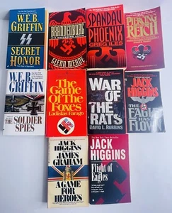 Lot 10 WORLD WAR II Vintage Paperbacks, Game Of Foxes, Eagle Has Flown - Picture 1 of 5