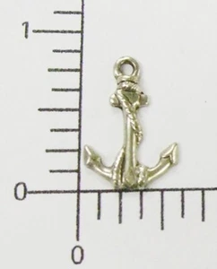 46474      3 Pc. Matte Silver Oxidized Small Anchor W/Rope Jewelry Finding Charm - Picture 1 of 1