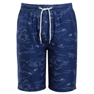 Boys Shark Print Holiday / Long Swim Shorts ~ 6-13 Years - Picture 1 of 1