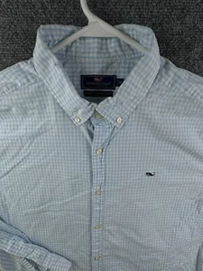 Vineyard Vines Button Up Cotton 2XL Blue Check Classic Fit Murray Shirt Stretch - Picture 1 of 16