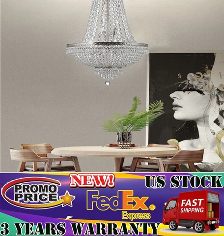 Crystal French Empire Chandelier Lighting Crystal Pendant Hanging Ceiling Light Cover