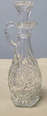 Vintage ANCHOR HOCKING EAPC STAR of DAVID Glass Vinegar & Oil Cruet w/ Stopper - Image 1 of 4