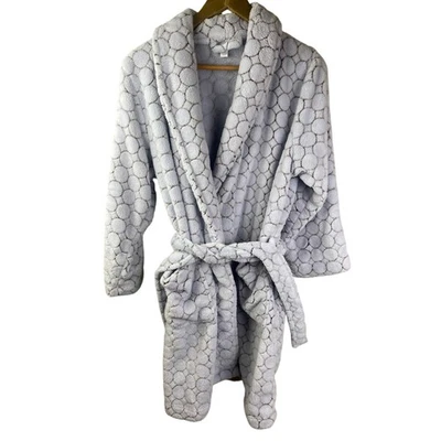 Charter Club Woman's Blue Geometric Knee Length Robe Plush Granny Core XL - Image 1 of 4