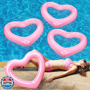 Leyndo 4 Stück Aufblasbare Herz Pool Schwimmer für Erwachsene 47,3 x 39,4 Zoll Hören - Bild 1 von 5