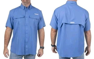 REALTREE Men's 2XL Angler Short Sleeve UV 40+ Fishing Guide Button Up Shirt Blue - Picture 1 of 6