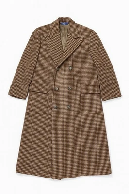 VTG Polo Ralph Lauren Houndstooth Wool Overcoat 42R USA Double Breasted Heritage - Image 1 of 4