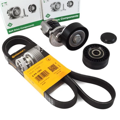 CONTITECH Keilrippenriemen + INA Riemenspanner Rolle für AUDI A4 A5 A6 2.0 TDI - Bild 1 von 4