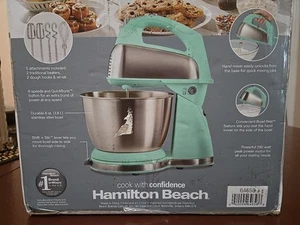 Hamilton Beach 64658 Classic 4 Quart 6 Speed Stand Mixer Aqua Blue - Picture 1 of 13