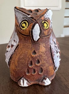 Adorable, Handmade Miniature Owl Figurine ceramic 2” glazed pottery - Picture 1 of 6