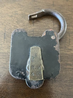 Antique Padlock MW and Co. metal lock Military Rare NICE Obsolete - Image 1 of 4