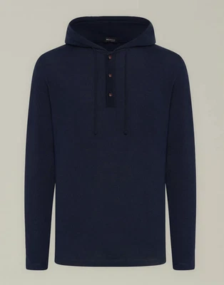 NWT KITON $1950 Hooded Cashmere and Silk Top in Dark Blue Italy Size M - Image 1 of 3