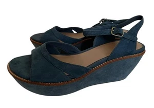 Camper Women’s Blue Suede Wedge Sandals Size 38 - Picture 1 of 6