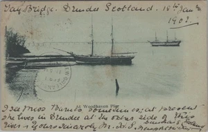 Woodhaven Pier Scotland 1902 Boats Postcard - Picture 1 of 4