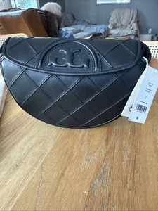 NEU MIT ETIKETT TORY BURCH $ 498 MINI FLEMING WEICH HALBMOND CROSSBODY TASCHE IN SCHWARZ - Bild 1 von 12