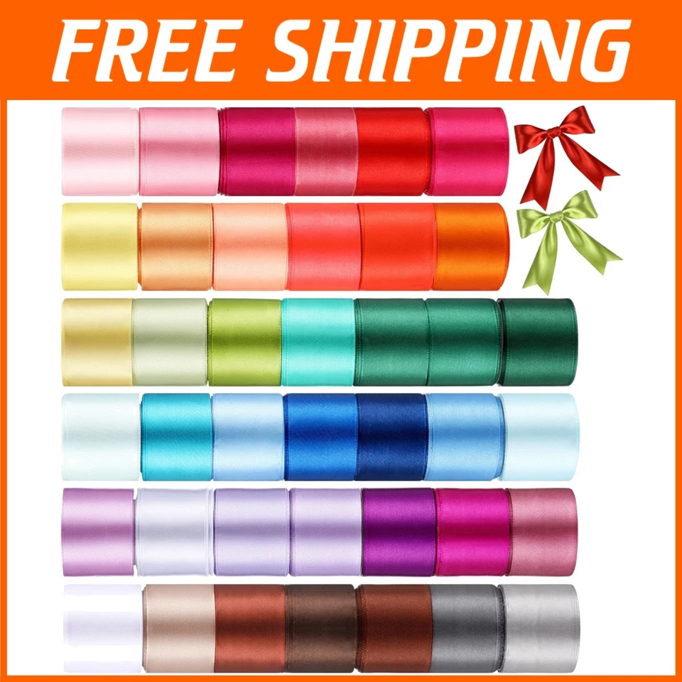 40 Rolls Colorful Satin Ribbons - DIY Crafts, Gift Wrapping - Image 1 of 4