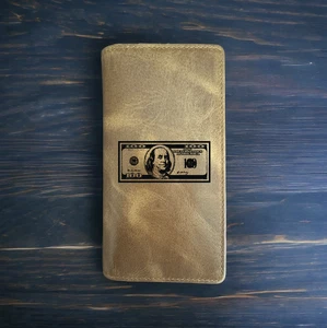 $100 Bill Rodeo Wallet Cowboy Western Buffalo Leather Premium Cash Money NEW - Picture 1 of 10