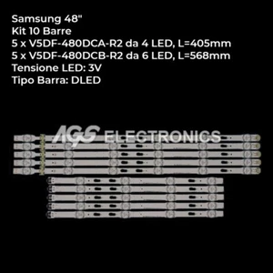 KIT 10 BARRES RUBAN LED TV SAMSUNG V5DF-480DCA-R2 V5DF-480DCB-R2 UE48J6300 - Picture 1 of 1