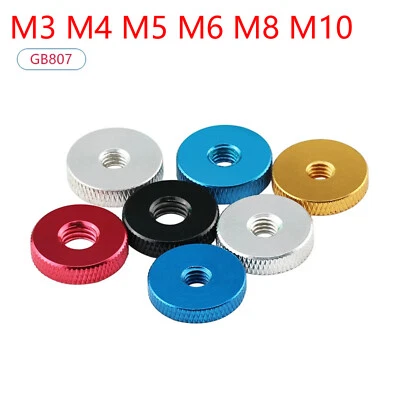 Rändelmutter M3 M4 M5 M6 M8 M10 Durchgangsloch Aluminium Flach Raendelmuttern - Bild 1 von 4