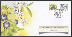 Singapore FDC 2009 Flowers Blue Pea Vine Pigeopn Orchid Dendrobium crumen atum - Picture 1 of 2