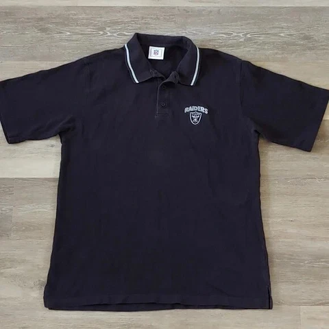 Vintage NFL Oakland Raiders Black Polo Shirt Size XL Cover