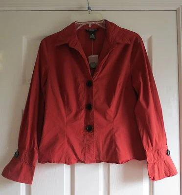 Spenser Jeremy Camisa Manga Larga Algodón Rojo Nueva Informal Botón Grande Mujer Foto 1 de 2