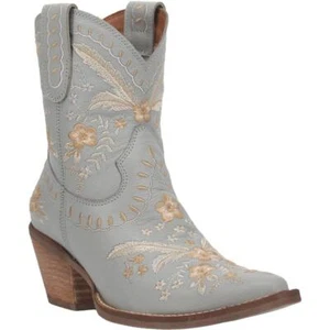 DINGO LADIES PRIMROSE FLORAL EMBROIDERY BLUE WESTERN BOOTS 8 Medium  DI748 NEW - Picture 1 of 7