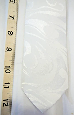 Boy's White on White Satiny Polyester Easter First Holy Communion Clip-On Tie - Image 1 of 4