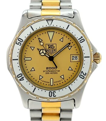 Vintage 38mm Men's Tag Heuer Professional 2000 Series Two-Tone Watch! 974.006! - Image 1 of 4