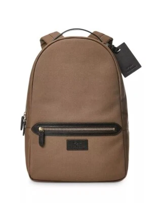 Polo Ralph Lauren Leather-Trim Canvas Commuter Backpack Khaki NWT $248 - Image 1 of 4