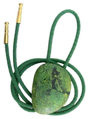 Corbata bolo cabina cabujón turquesa tela de araña negra verde 151,30 quilates B23A76/91324 Foto 1 de 2