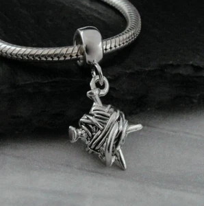 SIlver Ball of Yarn Dangle Charm - Knitting Charm fits European Bracelets - Picture 1 of 2