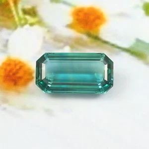 Piedra preciosa natural impecable azul verde parti zafiro suelta corte radiante 25 quilates - Imagen 1 de 4