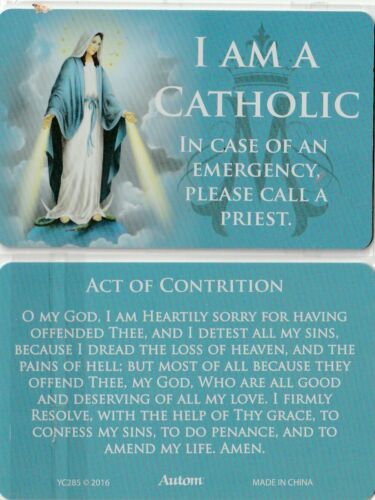 +Holy Card (Wallet-Size)-"I Am A Catholic" +In Case of Emergency-Call Priest {S2