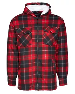Men's Padded Hooded Fur lined Lumberjack Work Hoodie Shirt/Jacket Size S-5XL - Picture 1 of 5