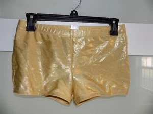 GTM Gold Gymnastics Spandex Spanks Shorts GTM brand Size YL Girl's - Picture 1 of 3