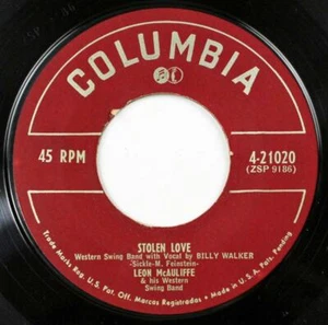 Leon McAuliffe, Hear Me Now - Stolen Love, Columbia Records 4-21020 - Picture 1 of 1