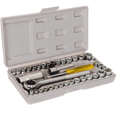 SOCKET SET 1/4 3/8 DR METRIC IMPERIAL-AF RATCHET DRIVER & STORAGE CASE (40PC) - Image 1 of 2
