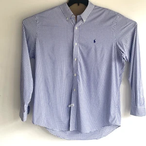 Ralph Lauren Herrenhemd blau kariert XL Classic Fit Performance Knopfleiste - Bild 1 von 7