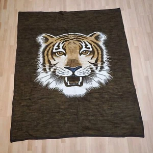 San Marcos Style Blanket Acryl Velours Tiger Head Reversible Jungle 66”x 56" - Picture 1 of 10