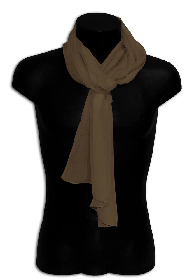 PASHMINA MISTO SETA SCIARPA SCARF UOMO DONNA TINTA UNITA COLORE BEIGE MARRONE - Immagine 1 di 1
