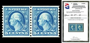 Scott 496a 1919 5c Washington Coil Mint Pair Graded XF 90 NH with PSE CERT - Picture 1 of 1