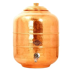Pure Copper Hammered Design Water Pot/Dispenser with Brass Tap 5.5 Liters - Picture 1 of 4