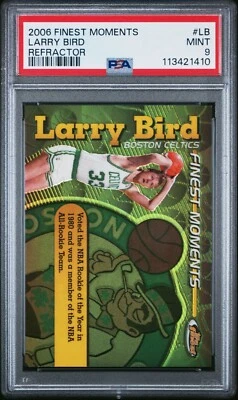 LARRY BIRD 2006 TOPPS FINEST MOMENTS REFRACTOR - PSA 9 MINT - Image 1 of 2