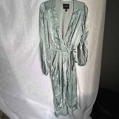 Pilgrim Women's Wrap Dress 8 Metallic Blue Shiny Party Evening Style - image 1 of 4