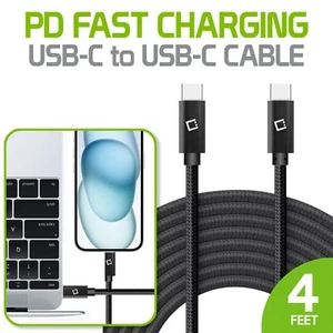 Cellet Fast Charging USB-C to USB-C Data Sync Cable for iPhone 16, 15 Galaxy S24 - Picture 1 of 9