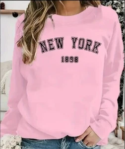 WINTER SALE - Pink Casual Long Sleeve Crew Neck Sweatshirt, Size's 16 & 18 - Picture 1 of 4