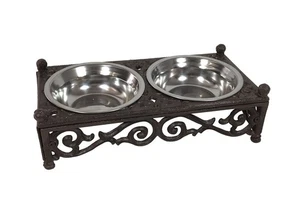 Fressnapf Futternapf Doppelt Nostalgie Gusseisen Antik-Stil Braun - Bild 1 von 2